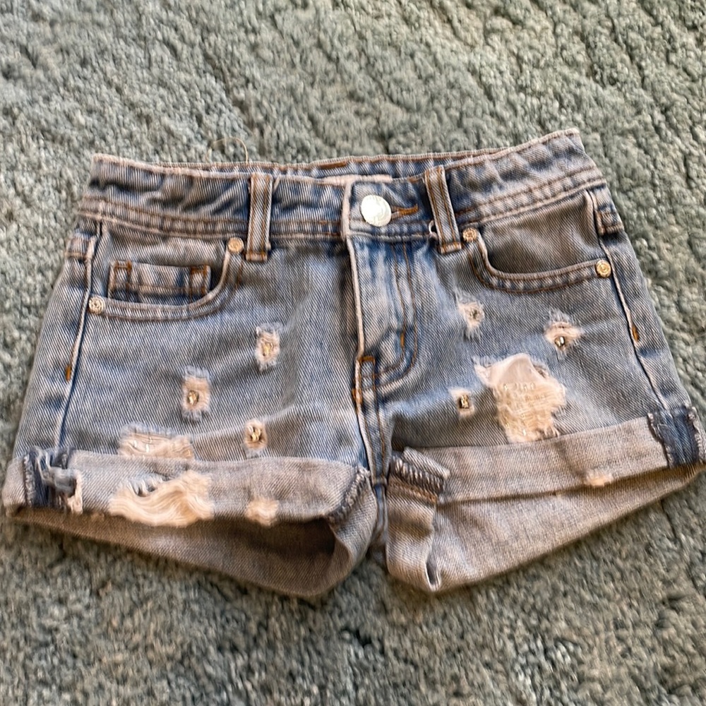 Silvian heach girls size 3 Jean shorts denim with rhinestone detailing